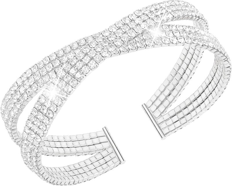 Suyi Rhinestone Bracelet Multilayer Gold Cuff Bracelet for Women Crystal Braidal Bracelets - Image 1